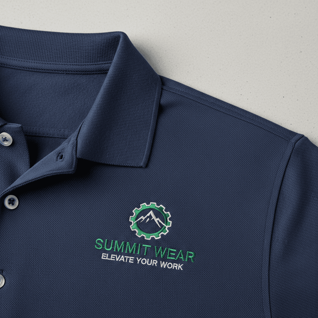 Custom uniform polo shirt with professional embroidered logo detail