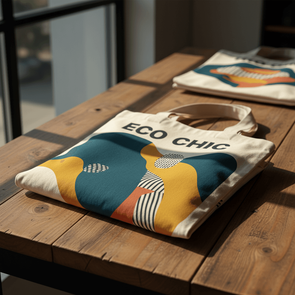 Custom printed cotton tote bag showing front design print