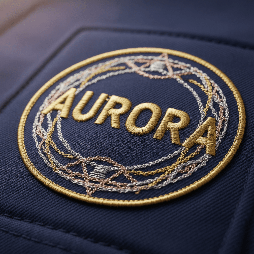 Close-up detail of embroidered or printed uniform design