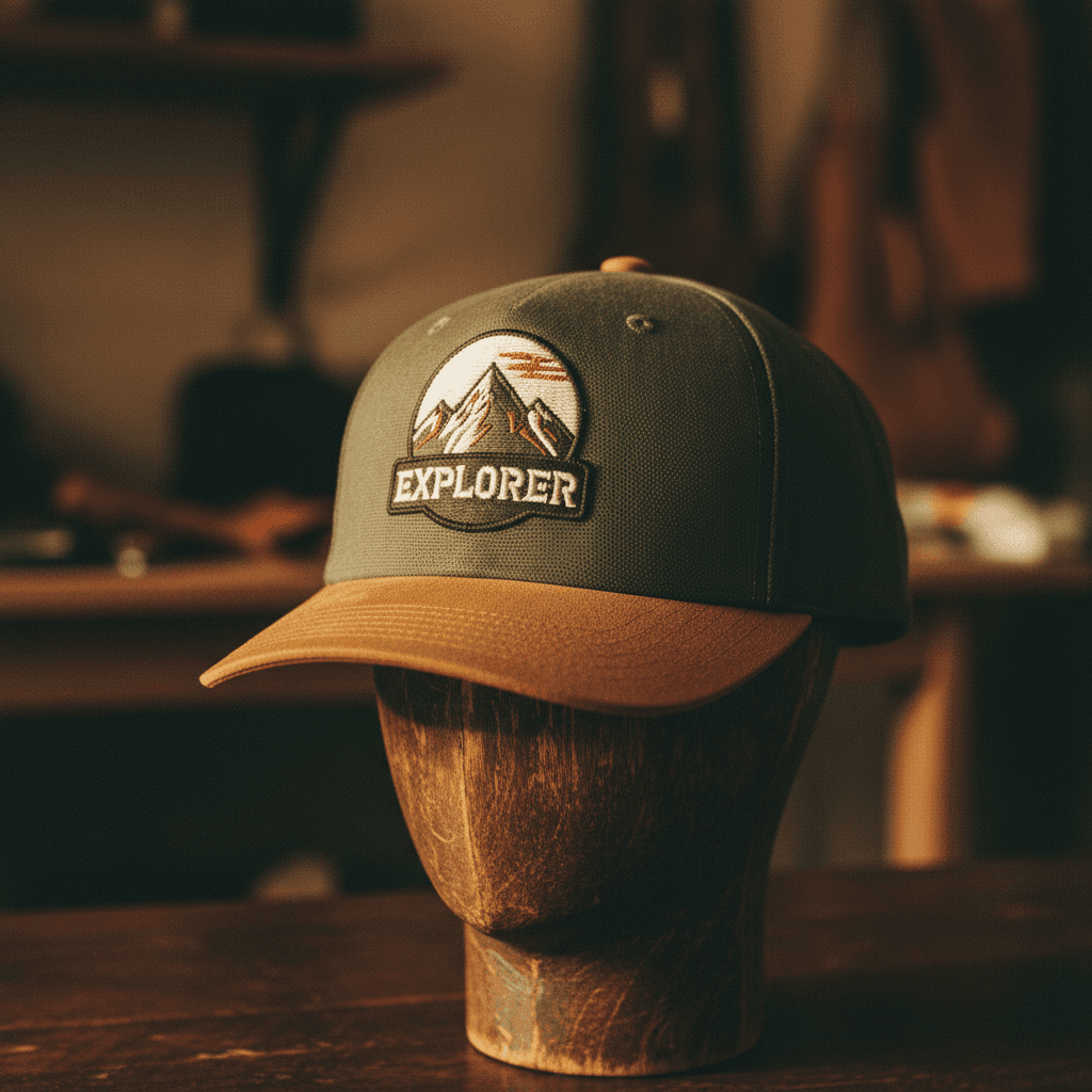 Custom printed baseball cap displaying embroidered logo