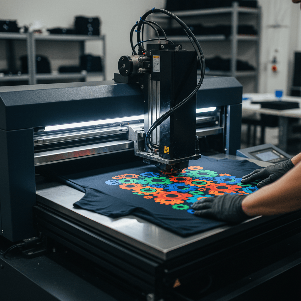 Custom printing in progress on professional equipment