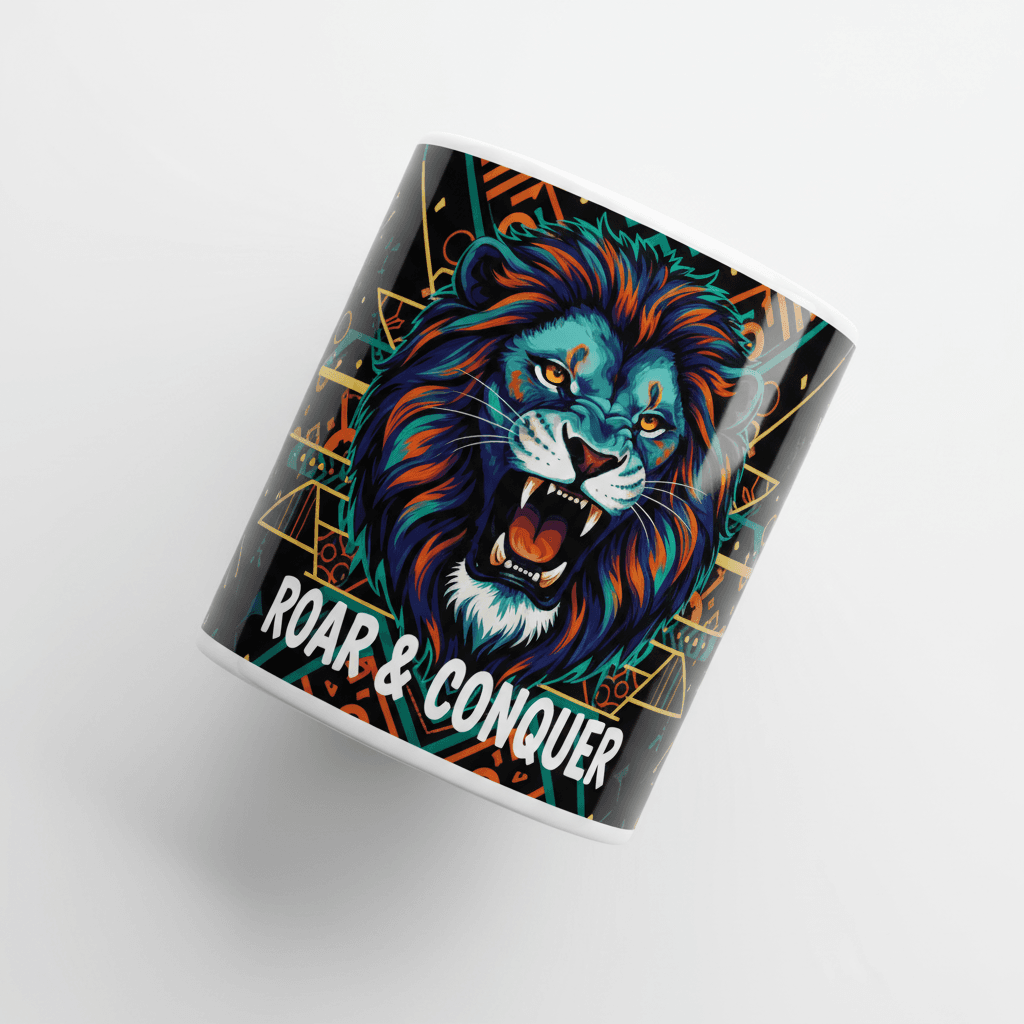 Custom printed ceramic mug with vibrant full-color design