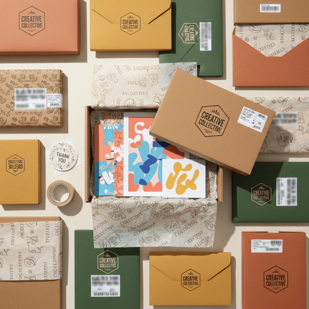 Finished custom products packaged and ready for delivery