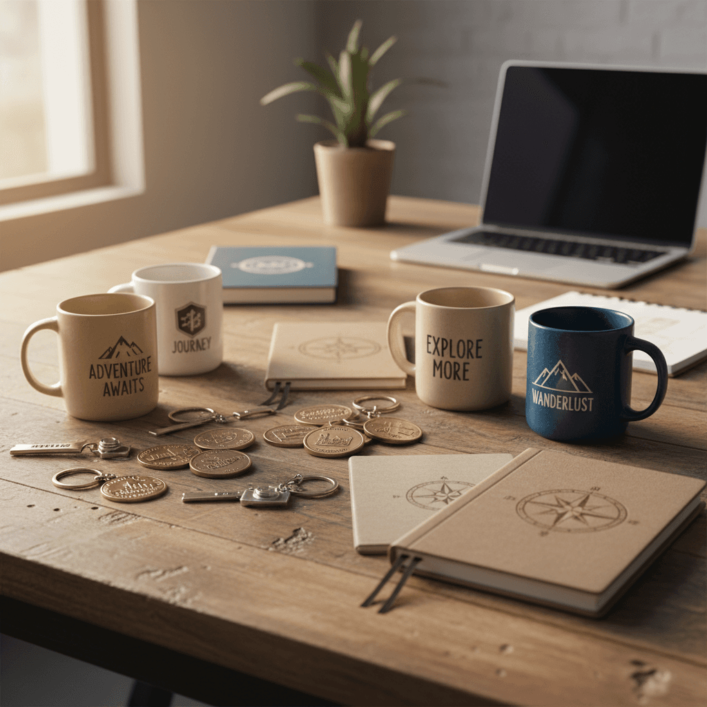 Variety of custom souvenir products